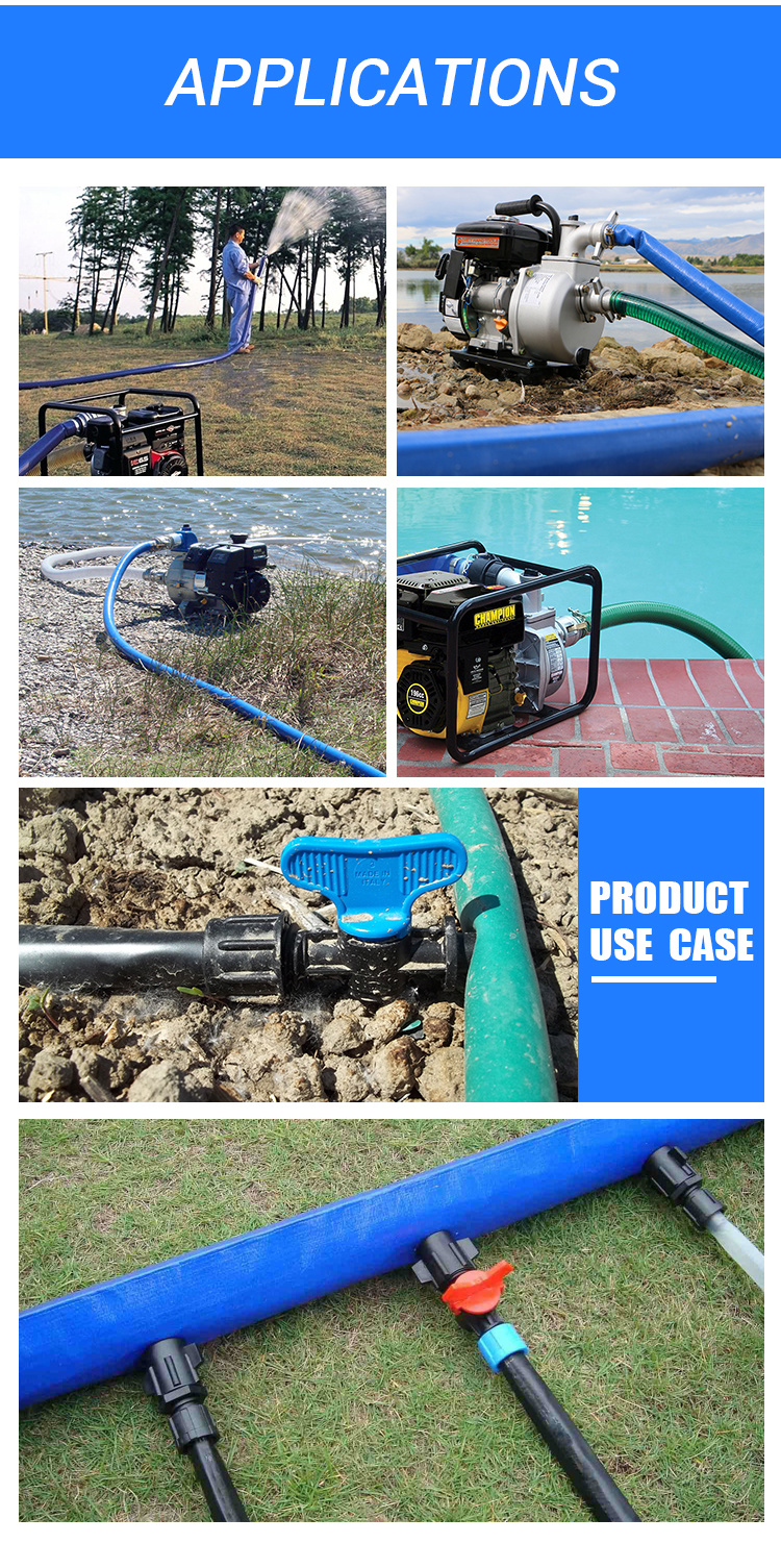 Blue PVC Garden and Farm Lay Flat Hose Reel for Irrigation\PVC Layflat Hose\Lay Flay Hose