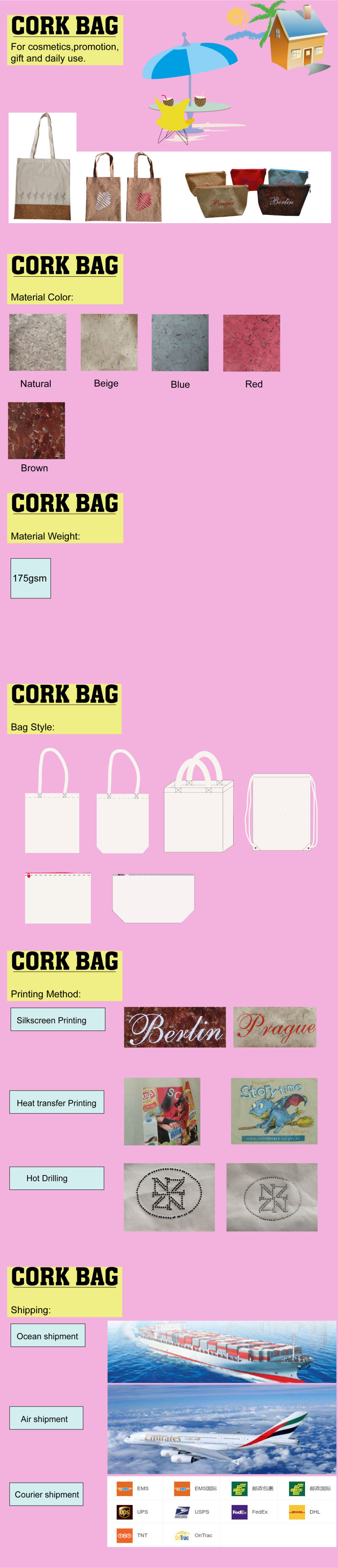 Cork Bag, Cork Cotton Bag, Cotton Shopping Bag, Cotton Tote Bag
