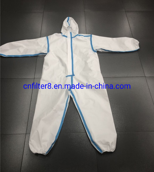 Blue Tape Medical Protective Clothing Suit with Hood