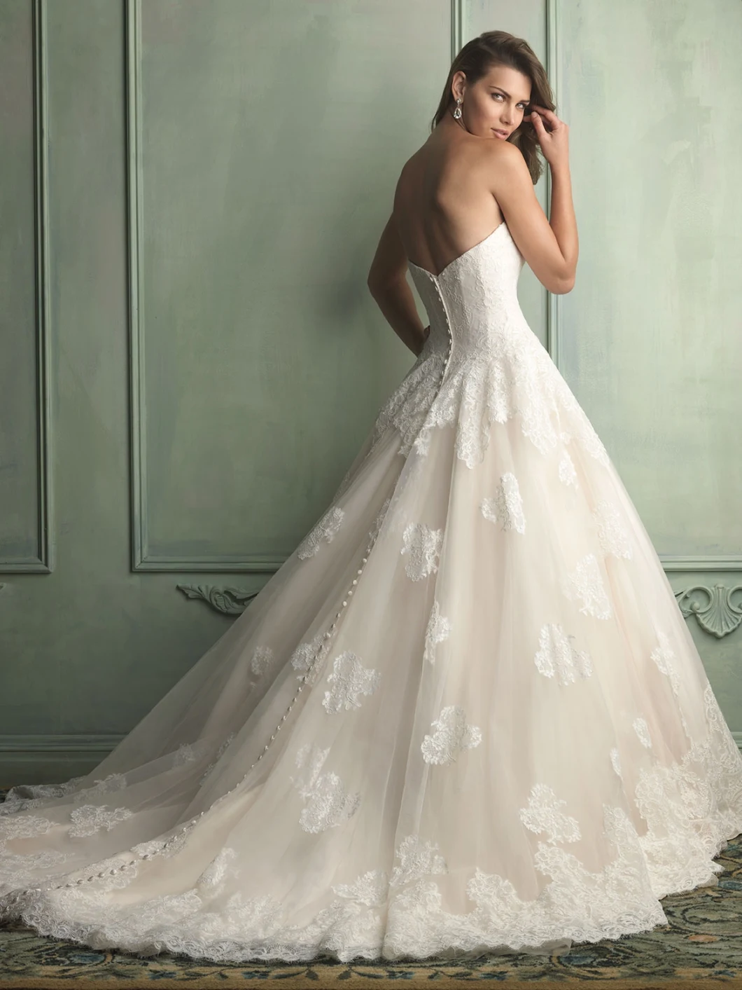 Top Lace Organza Appliques Champagne Wedding Dress Top Lace Birdal Wedding Dress