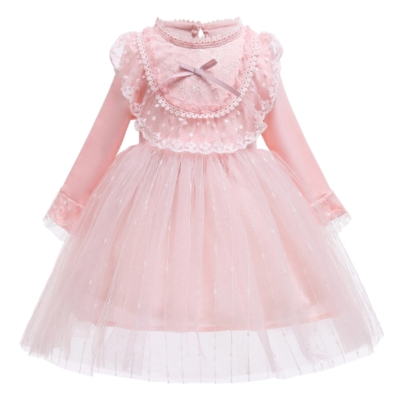 Girl Dress New Autumn Style Princess Dress Lolita Long-Sleeved Lace Gauze Dress