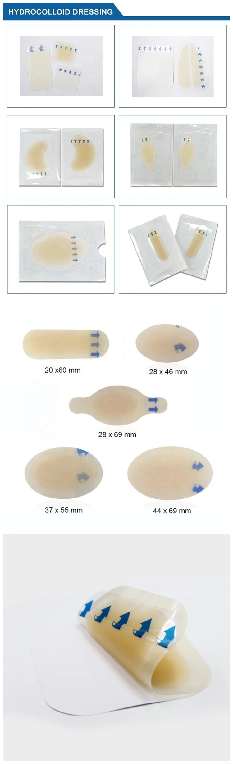 Medical Disposable Sterile Wound Patches Advanced Hydrocolloid Dressing for Exuding Wound Care