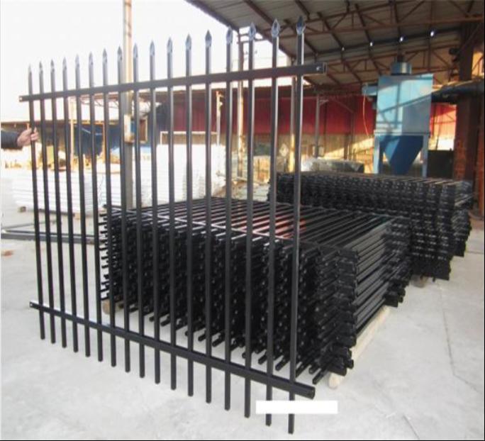 Outdoor Black Metal Fence Tubular Wrought Iron Steel Fence