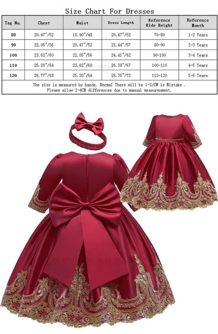 Send a Headdress High-End Luxury Dress Dress Baby Girl Party Dress Children Dress Christmas Long-Sleeved Dress Children Garment Christmas Clothing Royal Dress