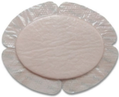 Medical Silicone Adhesive Foam Wound Dressing for Exudative Wounds Pink PU Film 12.5*12.5cm
