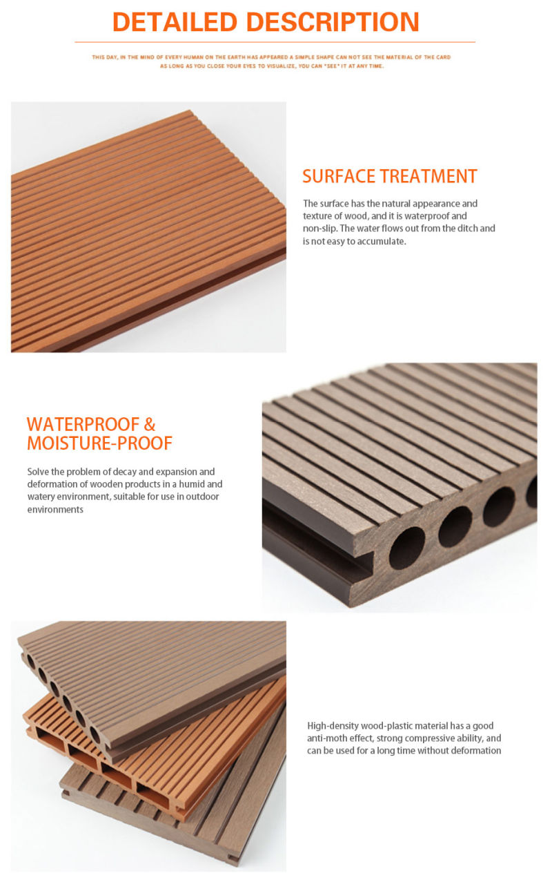 Outdoor WPC Wood Plastic Composite Decking Waterproof Flooring for Garden/Swimming Poor