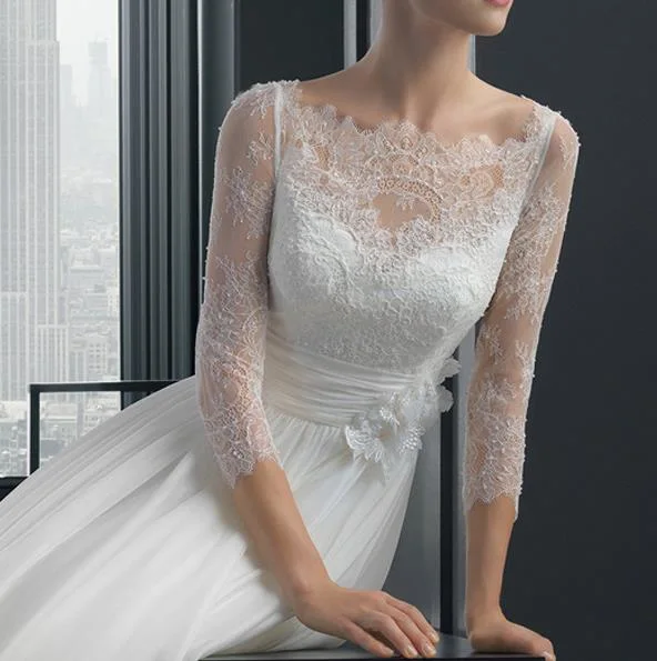 French Lace Long Sleeves Slim Princess Wedding Dress Bridesmaid Dress Evening Dress