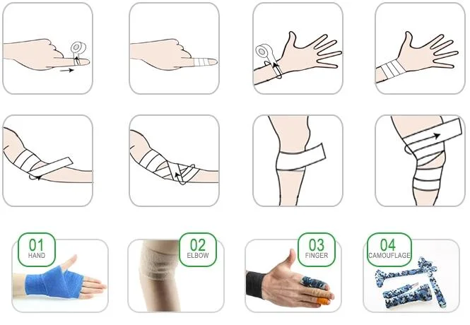 Medical Orthopedic Elastic Waterproof Bandages First Aid Cohesive Tape Dressing Bandage Rolls Supplier Vet Wrap