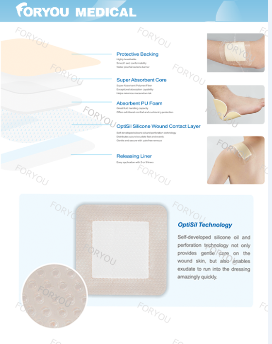 Foryou Meidcal Advanced Wound Care Dressing Silicone Foam Dressing