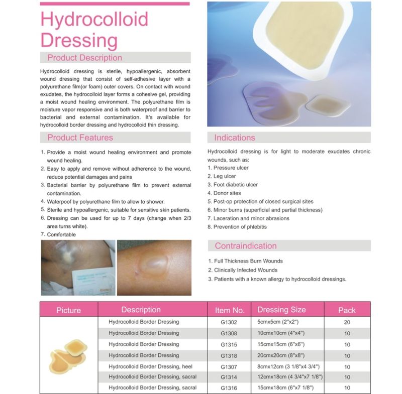 Disposable Medical Supplies Hydrocolloid Wound Dressing Size 10X10cm