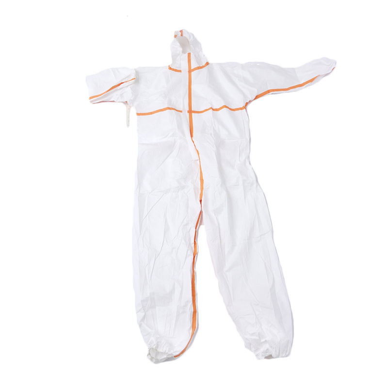 Disposable Microporous Coverall with Taping PPE Blue Taped White Coveralls