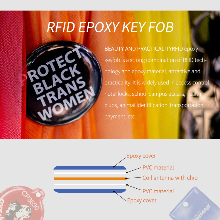 Printable Waterproof RFID 125 kHz T5577 Epoxy Key Tag