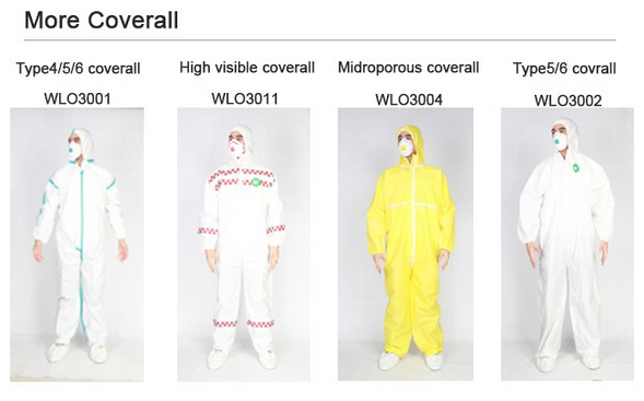 Disposable White Jumpsuits Protective Coverall with Reflective Tape