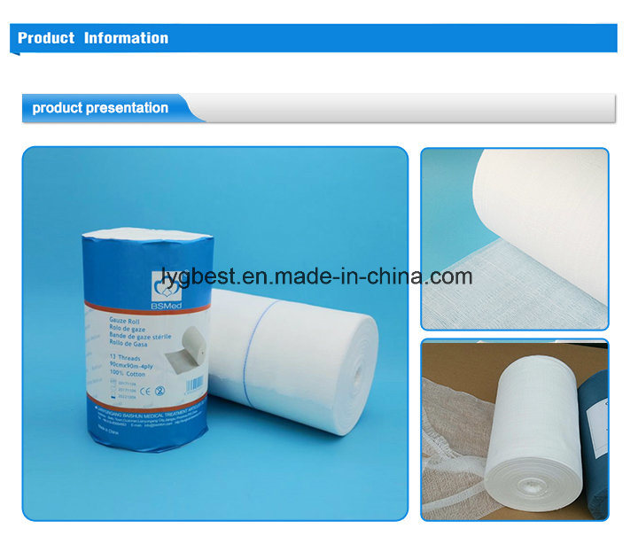 Surgical Wound Dressing Medical Gauze Roll with Ce ISO Approved