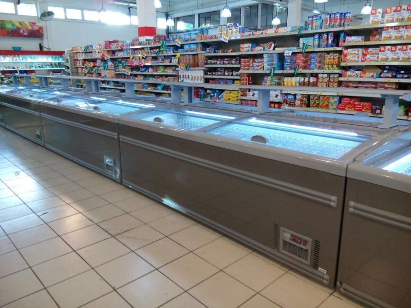 Commercial Plug-in Island Chiller and Deep Freezer, Ce Supermarket Island Refrigerator, Promotional Island Freezer