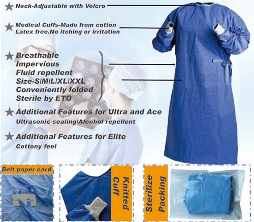Non Sterile Dispsoable Surgical Gown for Doctors