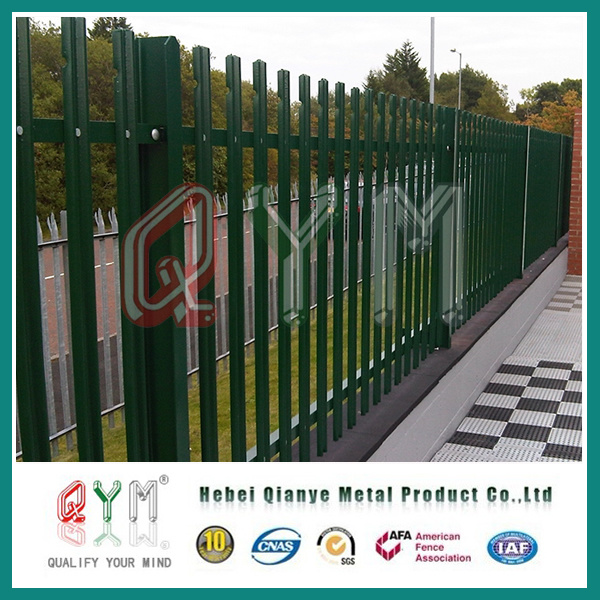 Powder Coated Palisade Fence/ Picket Security Tubular Steel Fence