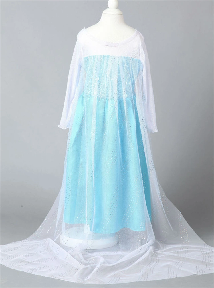 2019 Children Cartoon Printed White Gauze Dress Girls Sequins Princess Dress Ponchos Costumes