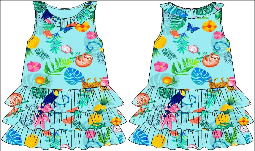 Girl Casual Sleeveless Dress Printed Embroidery Designs Baby Dress Baby Girls Lace Dress