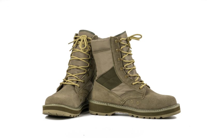 Green Military Boot Army Training Boot Cow Suede Leather Boot