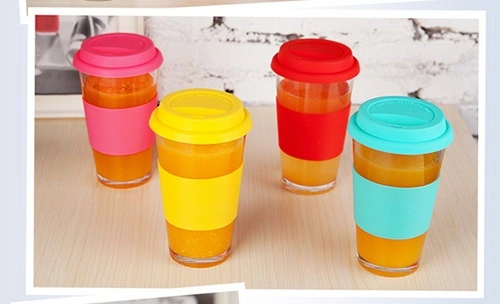 300ml Pint Beer Glass Cup with Silicone Cover and Sleeve,Borosilicate Glass Cup,Glass Tea Cup with Silicon Cover and Sleeve,Glass Coffee Cup,Promotion Glass Cup