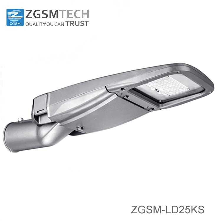 25W Full Die-Cast Aluminum Housing Street Lights with Glass Cover