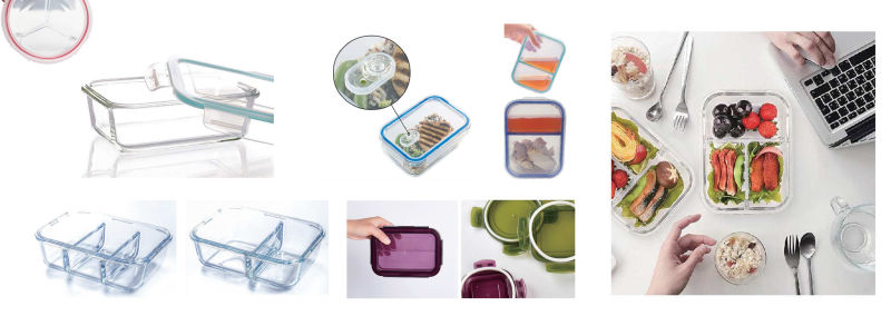 Lock Heat Resistant Glass 3 Piece Baby Food Container Set FDA