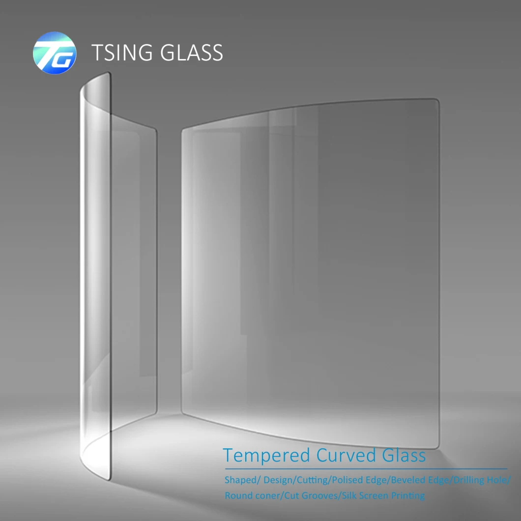 Bent Glass Tempered/Toughened Glass Curved Glass for Glass Railing Curtain Wall Refrigerator Glass Fence Tabletop