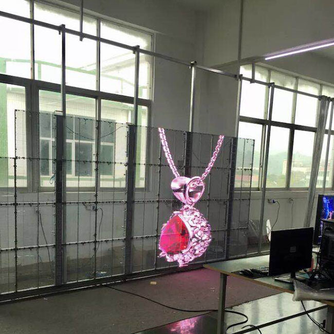 P3.96*7.81 High Transparency Rate Window Wall LED Display Screen See Through Glass Advertising Wall Display