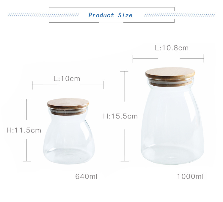 Heat Resistant Borosilicate Glass Food Storage Jar with Bamboo Lid