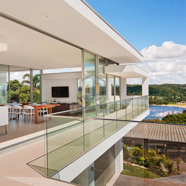 Aluminum Glass Handrail Outdoor U Profile Framless Glass Railing Balcony Railing