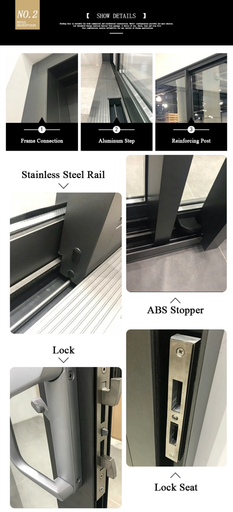 As2047 Aama101 Thermal Break Aluminium Double Glass Multi Panel Aluminum Patio Door   Sliding Door