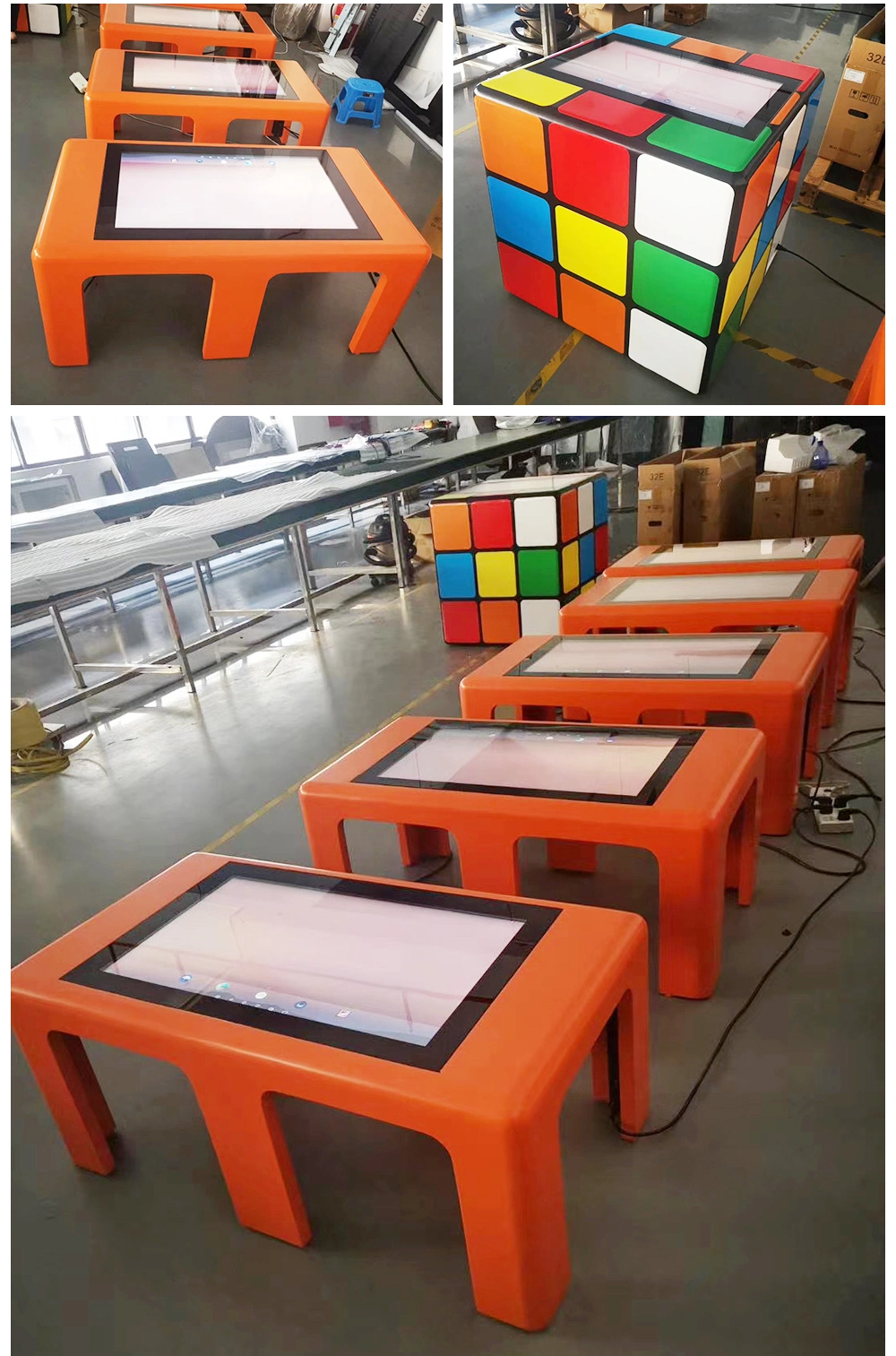 Intelligent Customized Designed 43inch White Interactive Touch Tea Table with Templered Glass Panel