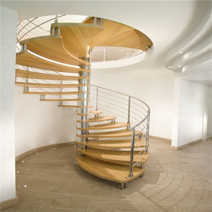 Apartment Decoration Interior Loft Straight Stair Wooden Treads Floating Staircase