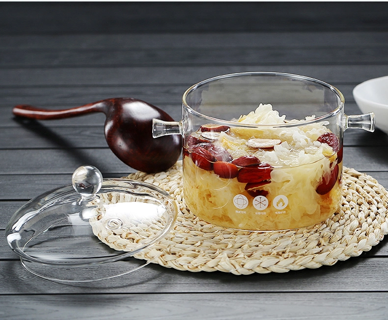 Hot Selling Pyrex Glass Soup Pot Customize Glass Cooking Pot with Glass Cover
