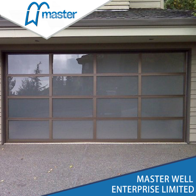 Black Anodized Aluminum Frame/ Frosted Tempered Glass Panels / Automatic Garage Door