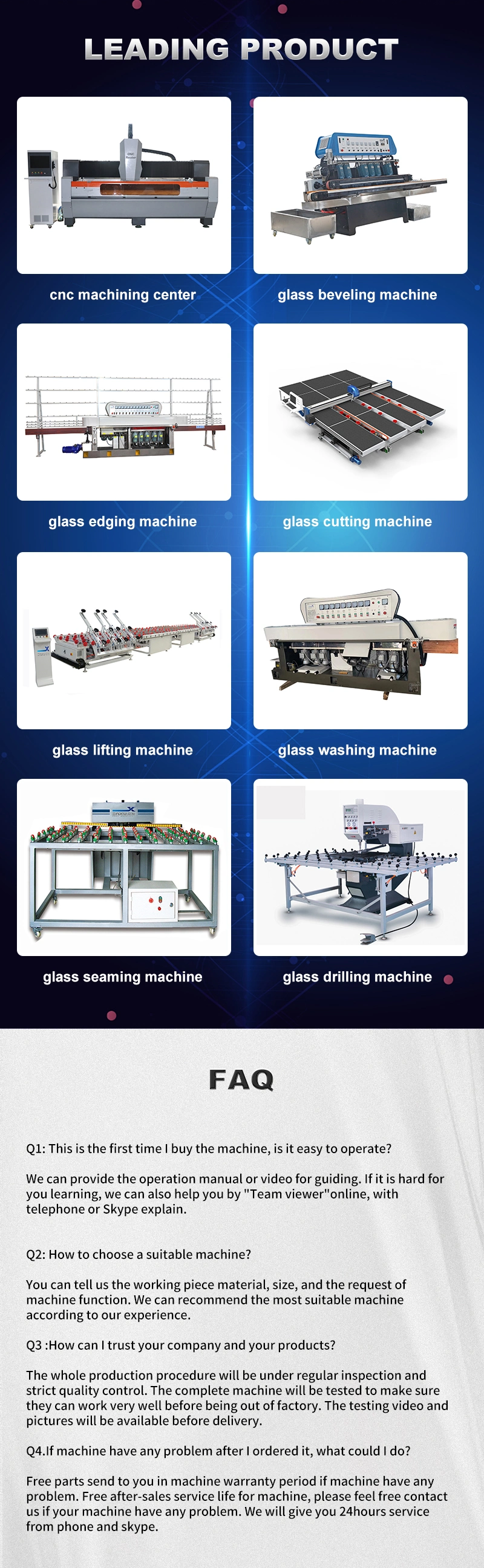 Glass Beveling Machine Machine for Bevelling Glass with 8 Motors