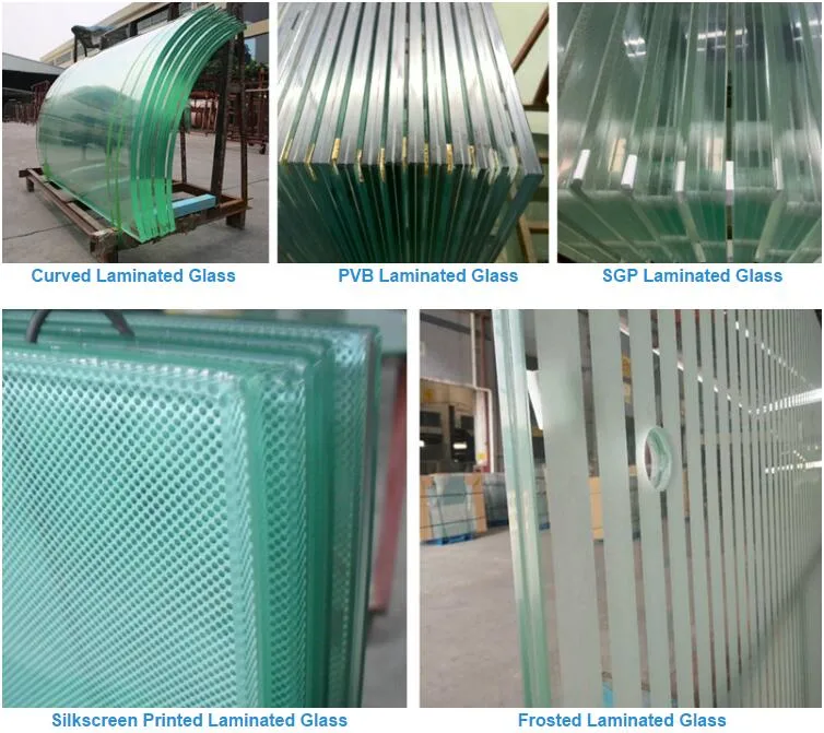 6.38mm 8.38mm 10.38mm Colored/Clear Laminated Glass as Safety Glass with PVB Interlayer