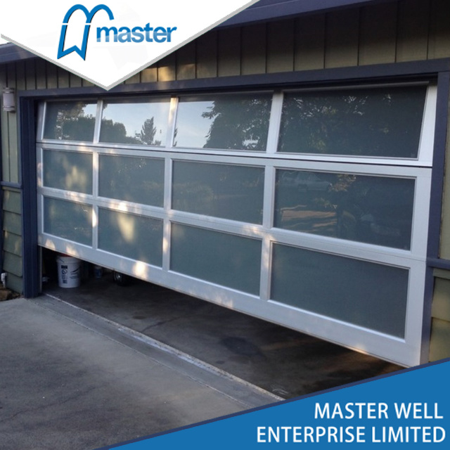 Motorized Aluminum Insulated Frosted Tempered Glass/Polycarbonate/Organic Glass Full View Overhead Garage Door
