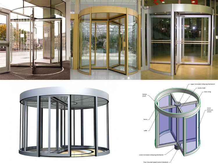 10.76mm Laminated Glass Automatic Revolving Doors