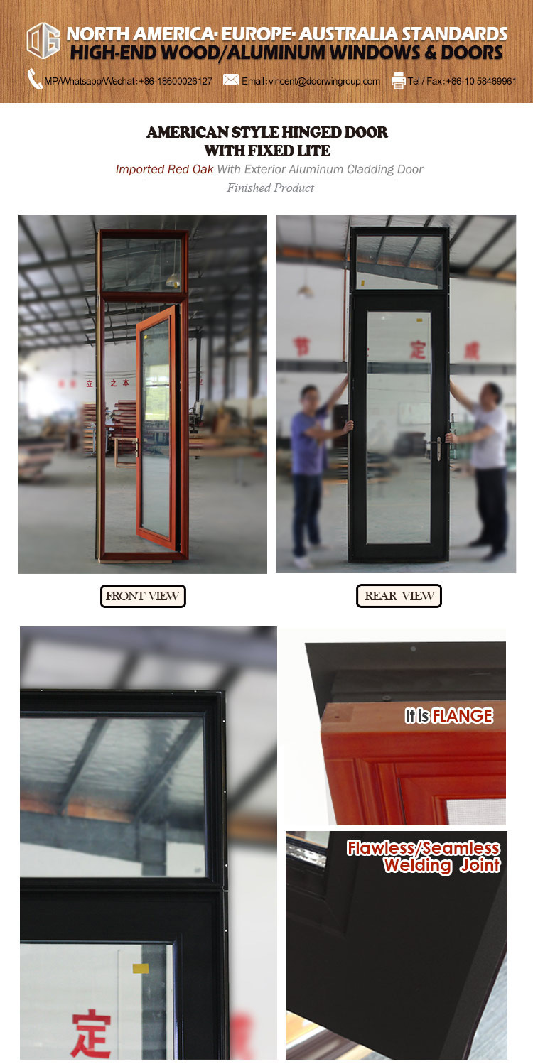Tempered Clear Glass Single Panel Thermal Break Aluminum Door