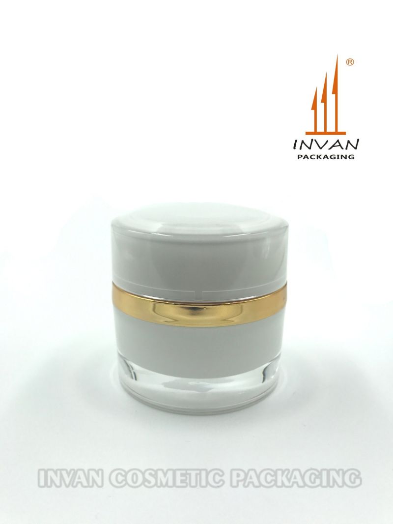 Luxury Milk White 50g Cosmetic Jar Cream Jar Plastic Jar with Hand Pull Gasket