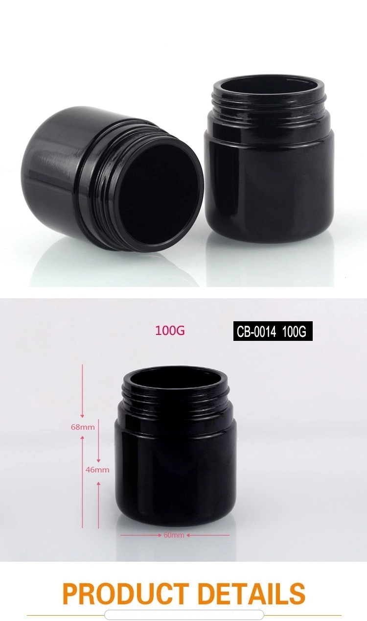 High Quality 100g Jar and Black Round Cream Bottles Glass Jars