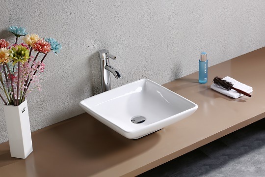 Square Bathroom Ceramic Washing Basin Sinks (7034B)