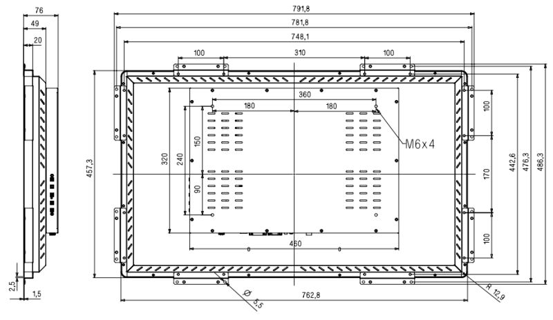 32 Inch Open Frame Multi Touch Screen Monitor Capacitive Touch LCD Display