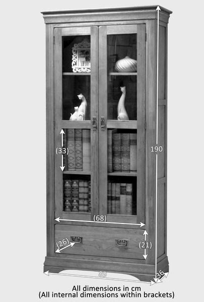 Painted White Oak Solid Wood Glass Front Display Cabinet