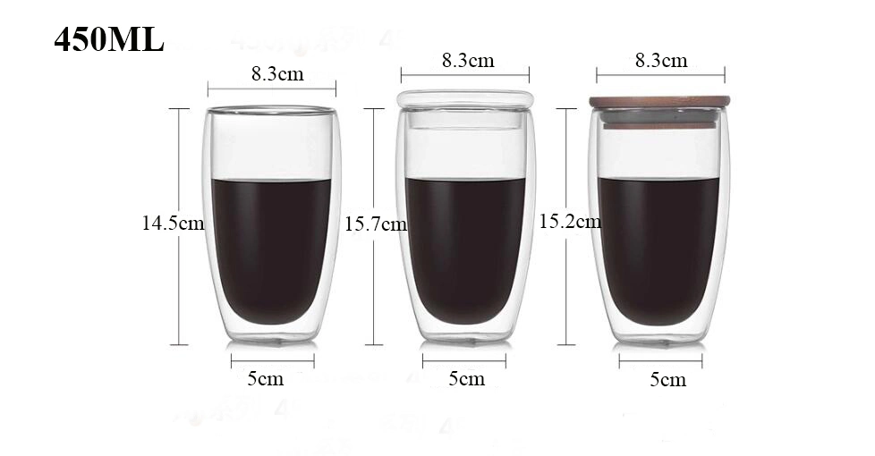 Customize Juice Glass Mug Clear Glass Coffee Cup Double Wall Glass Coffee Mug