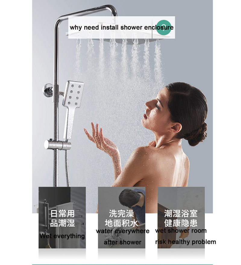 Clear Glass Partition Toughened Frameless Shower Enclosures