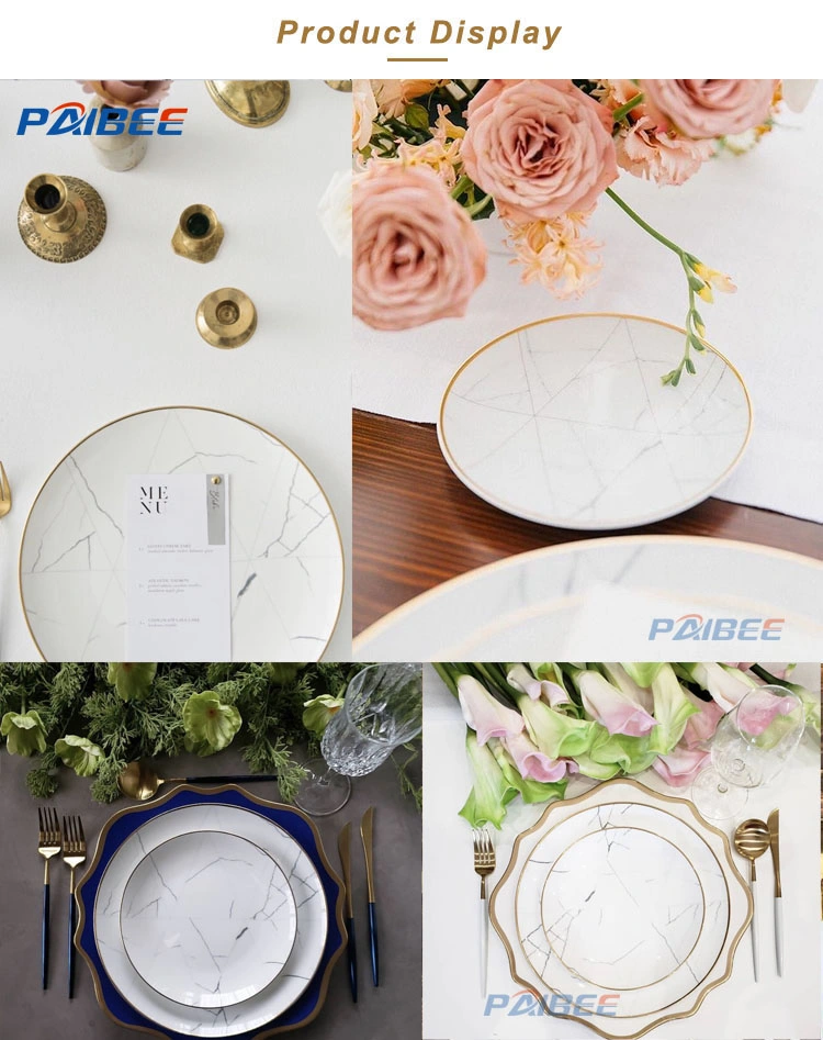 White Marble Pattern Charger Dinner Plates Ceramic Plates Dishes for Restaurant Wedding Events