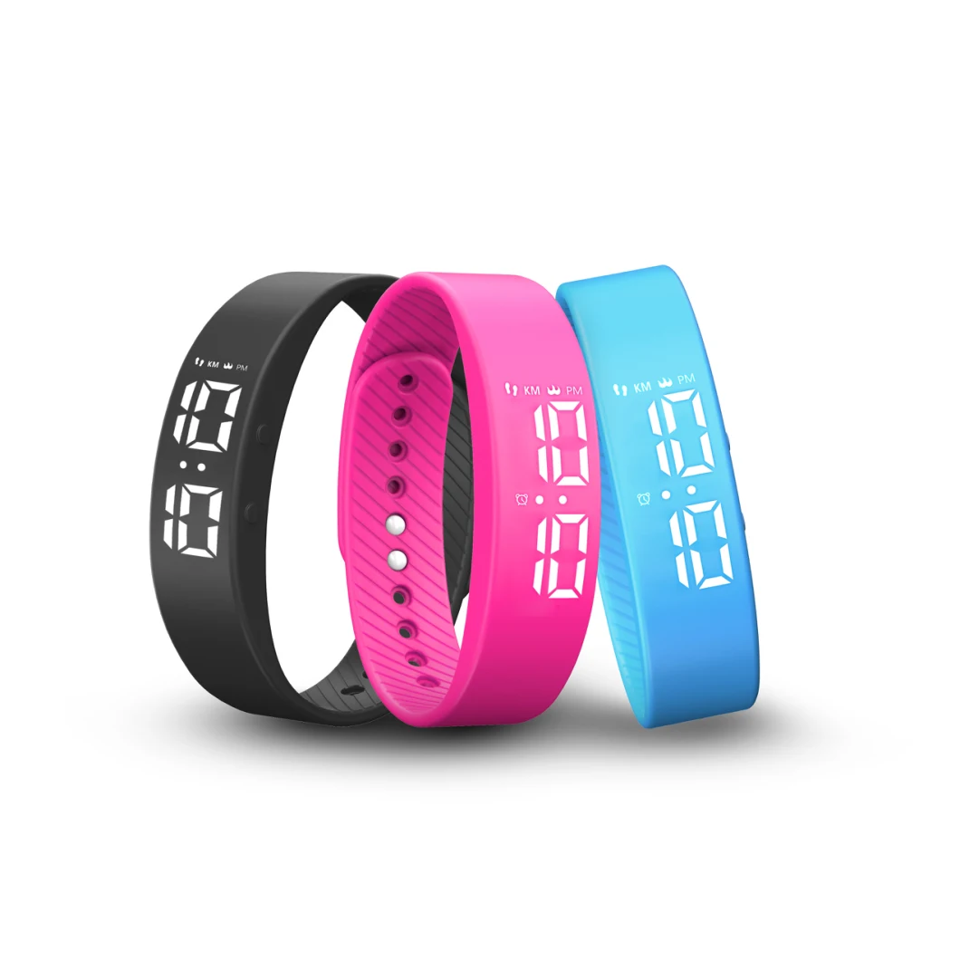 Customized OEM Digital Calorie Pedometer Watch with Wristband Sport Cheap Bracelet Silicone Pedometer Watch